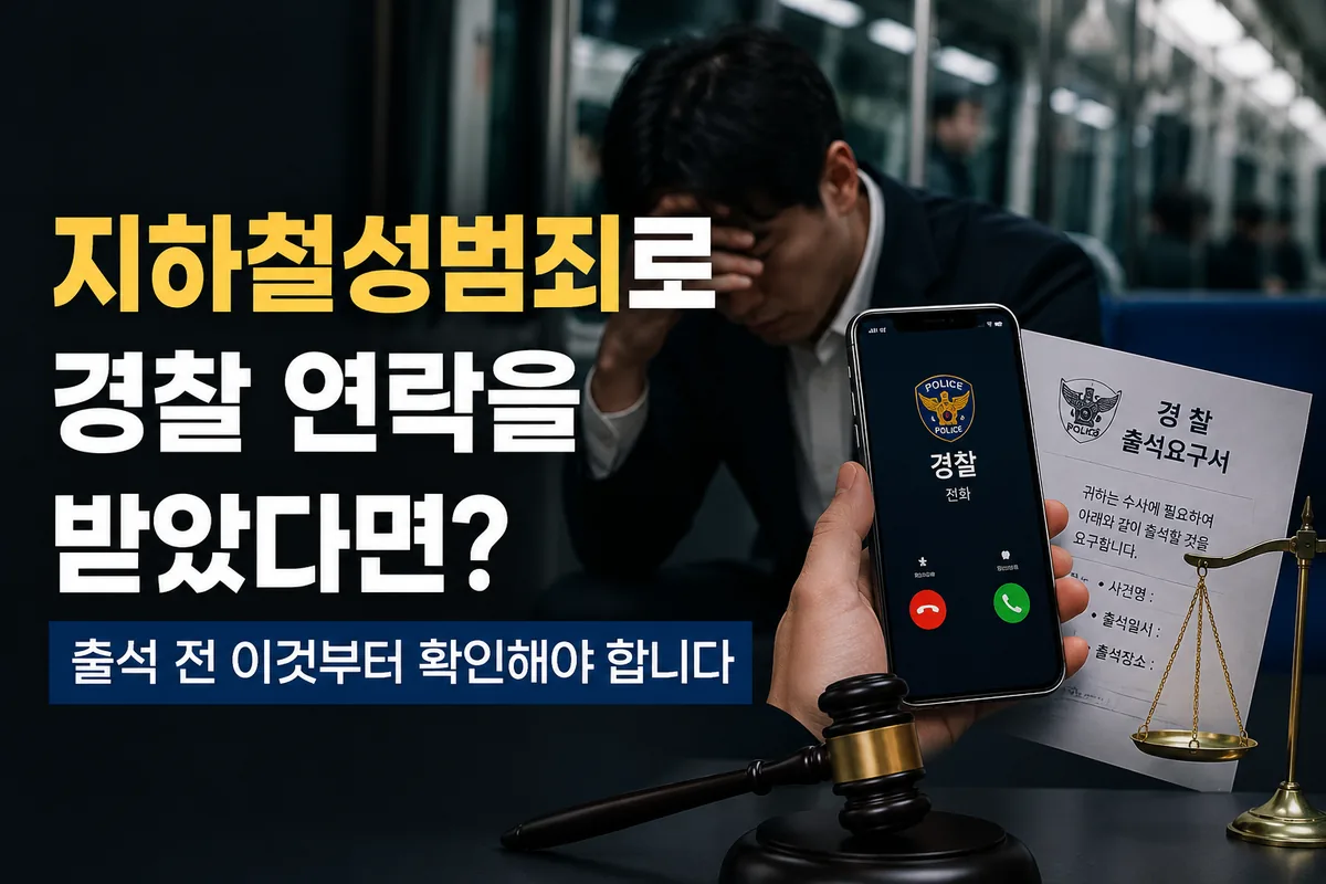지하철성범죄 경찰 연락을 받았다면? 조사 전 확인해야 할 사항