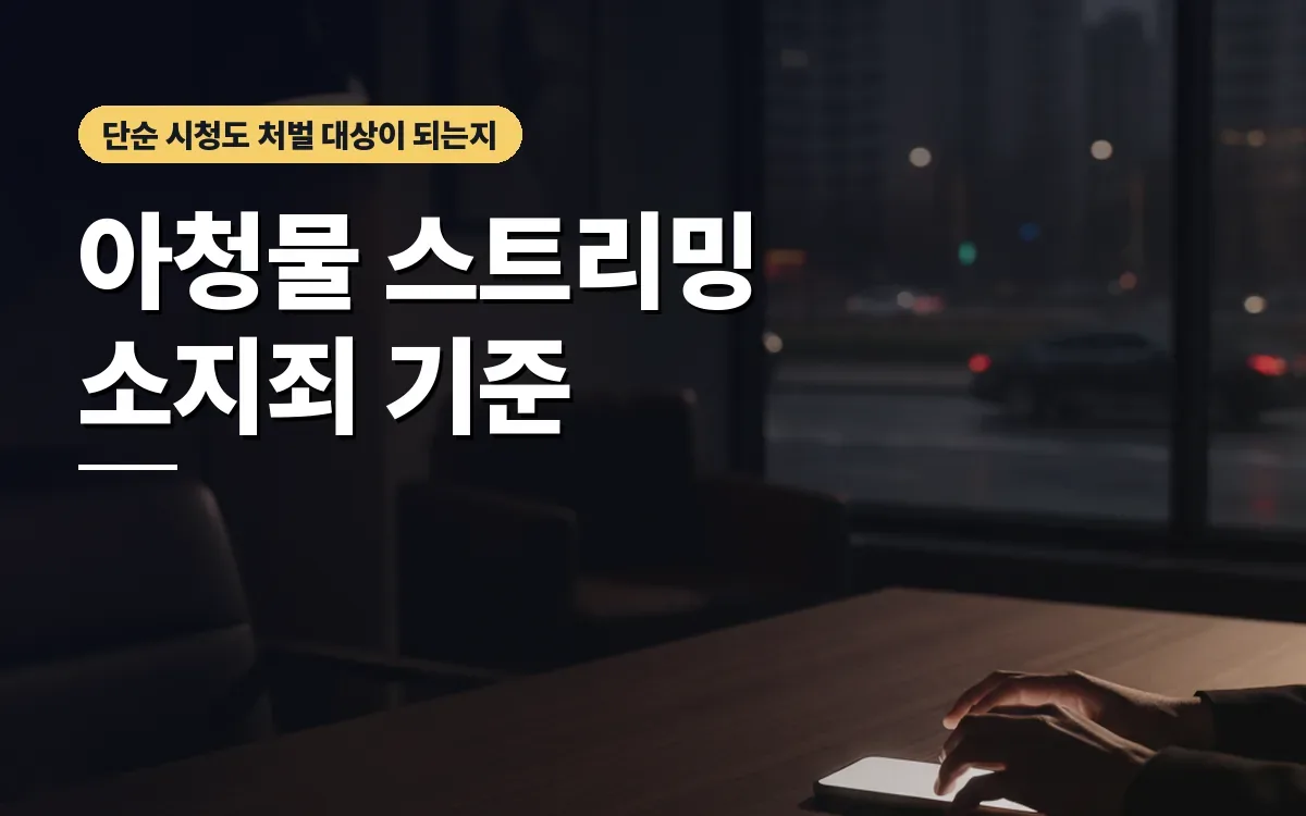 아동청소년 성착취물 스트리밍 시청 소지죄 성립 기준과 대처