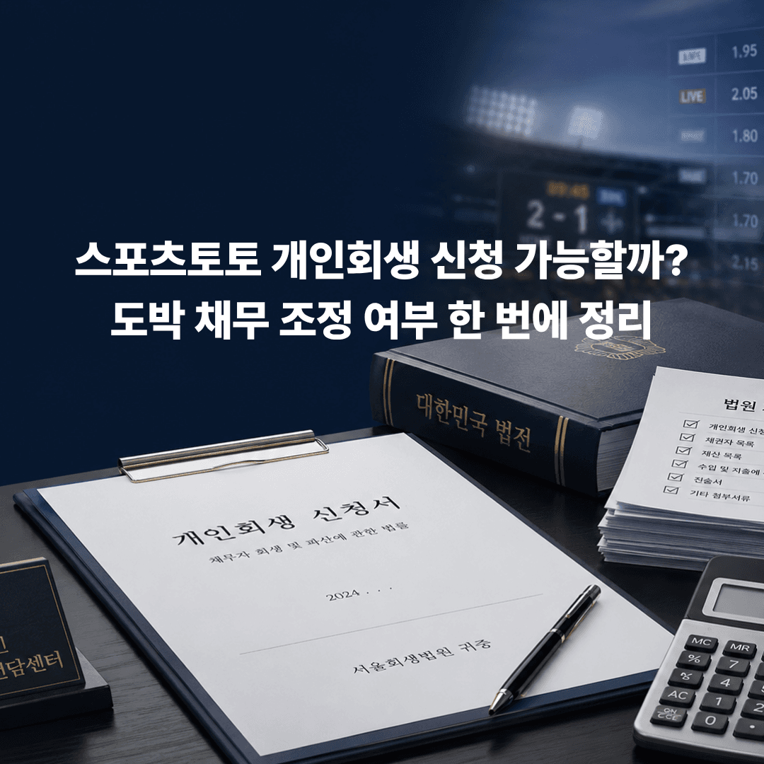 스포츠토토 개인회생 신청 가능할까? 도박 채무 조정 여부 한 번에 정리
