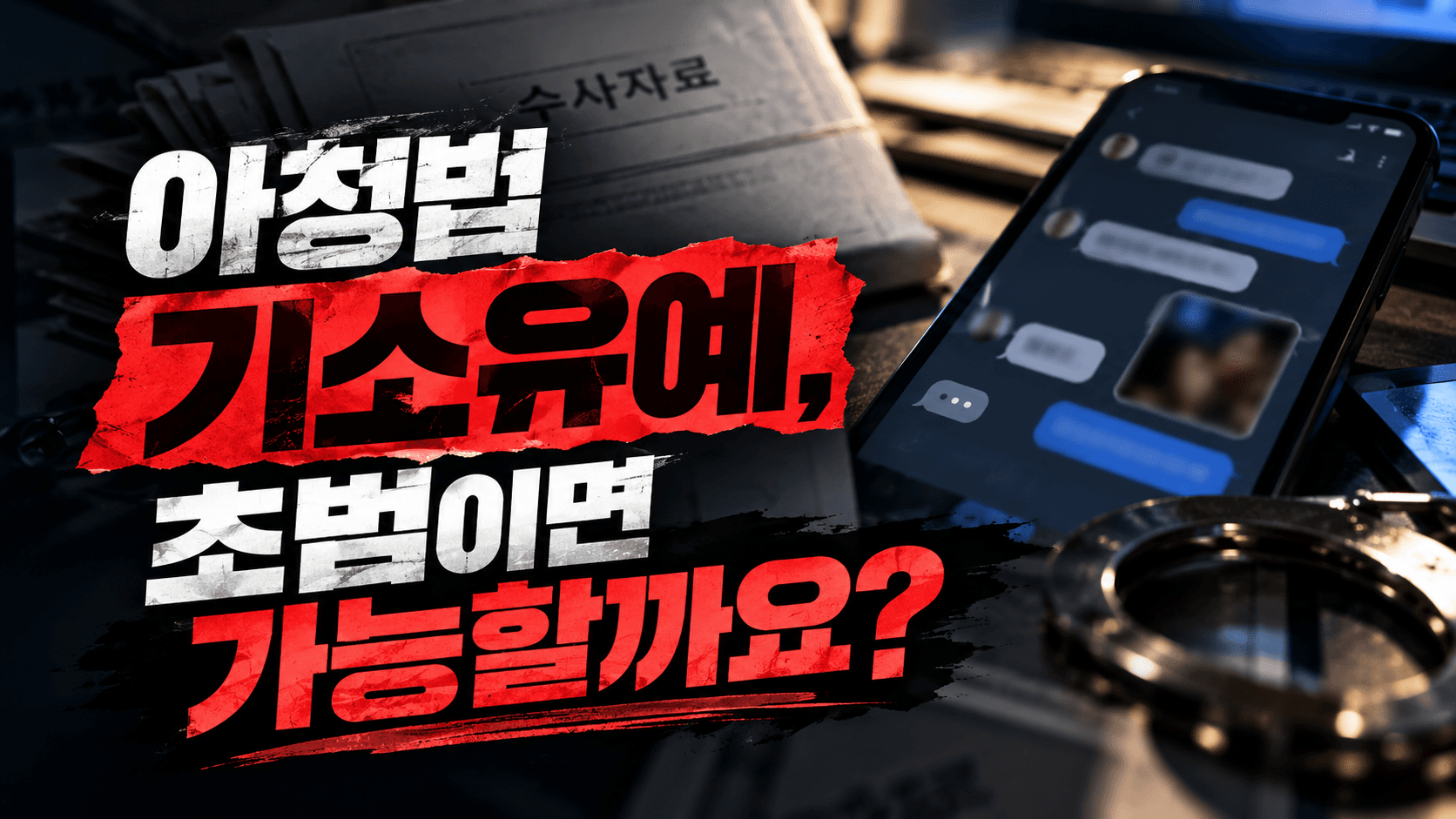 아청법 기소유예 가능성과 초범 사건의 대응 기준을 표현한 이미지입니다.