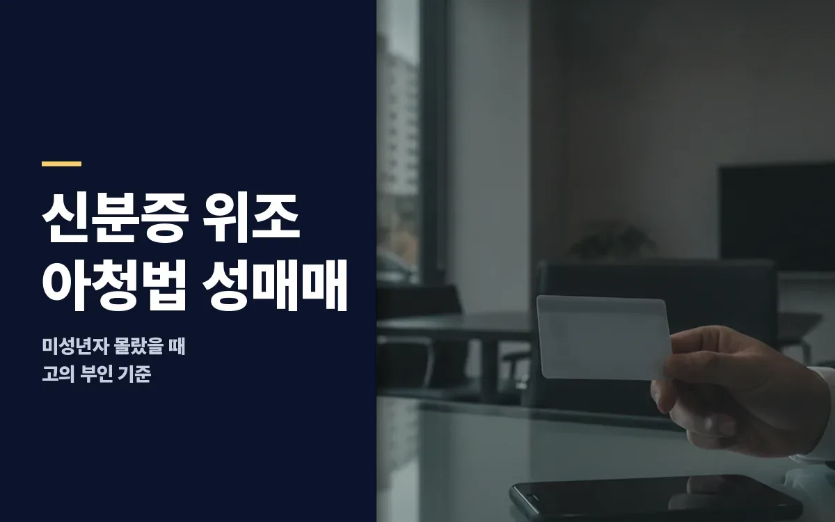 미성년자 신분증 위조에 속았을 때 아청법 성매매 고의 부인 기준